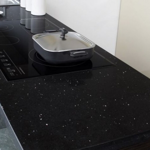 black quartz worktops